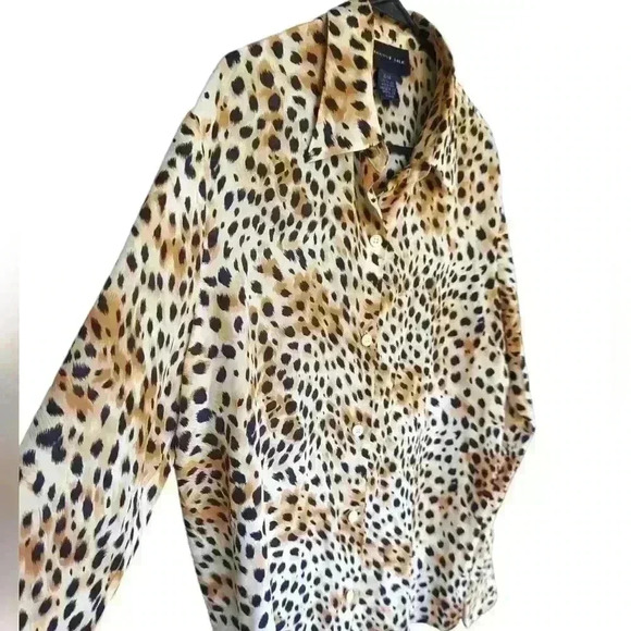 August Silk Leopard Print Button-Down - Picture 2 of 3